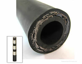 一根黑色的耐热耐油钢丝编织高压胶管和一个示意图